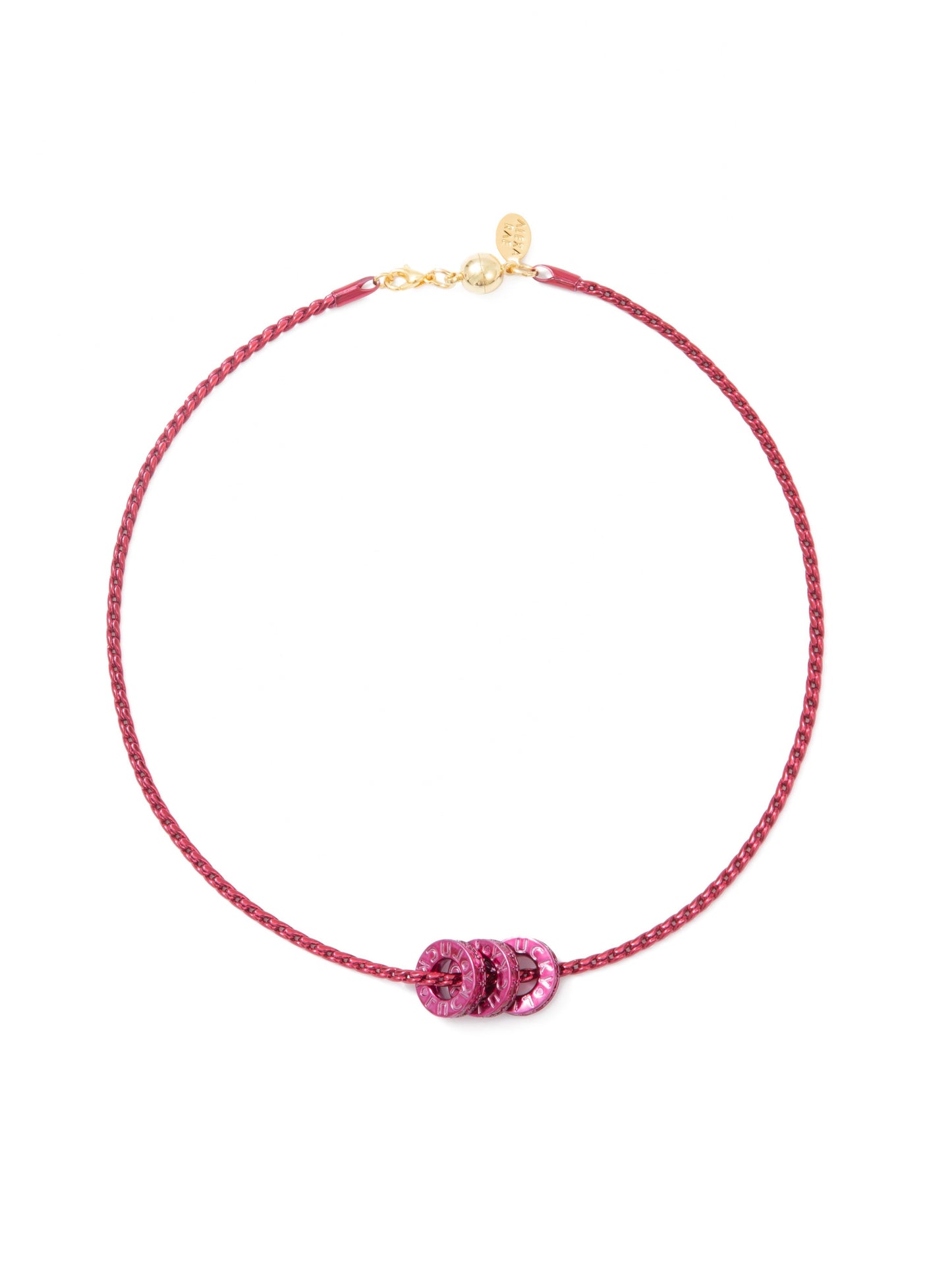 Lucky Girl Necklace - Liquid Metallic Ruby Kiss