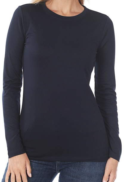 Slimming Long Sleeve Round Neck Tee