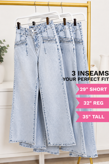Prime Time by The Denim BAR  - Wide Leg Jeans - 3 Inseams