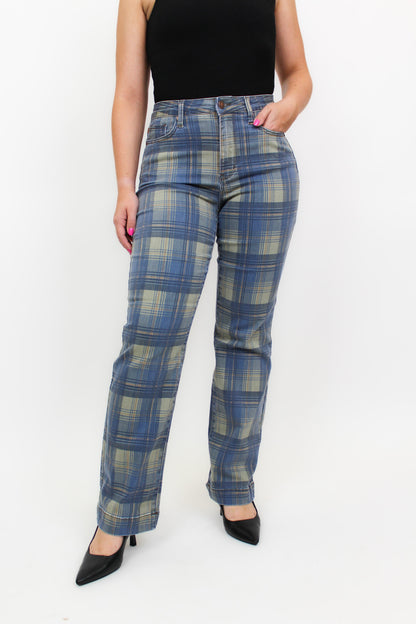 Judy Blue Vintage Plaid Straight Jeans