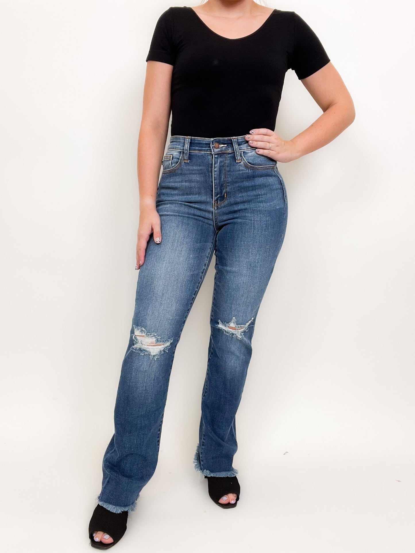 Judy Blue Nashville Hot Frayed Hem Straight Jeans