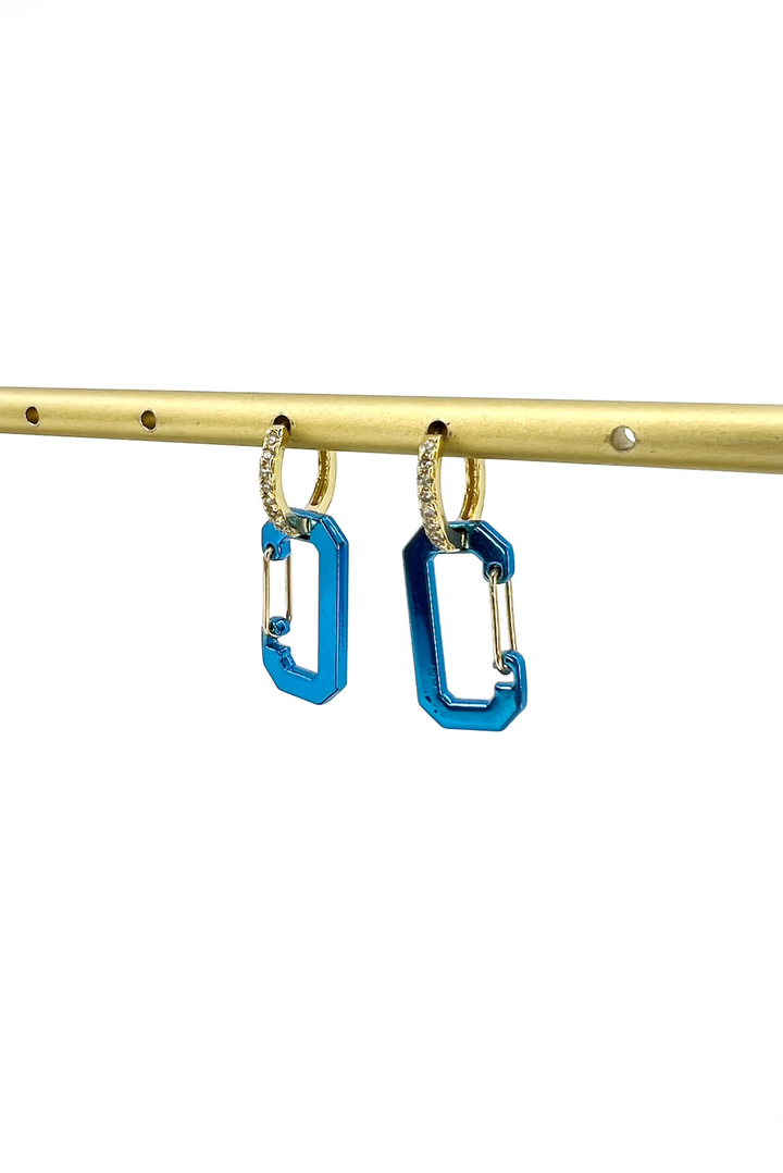 Funky Town Earrings - Gold Liquid Metallic Aqua