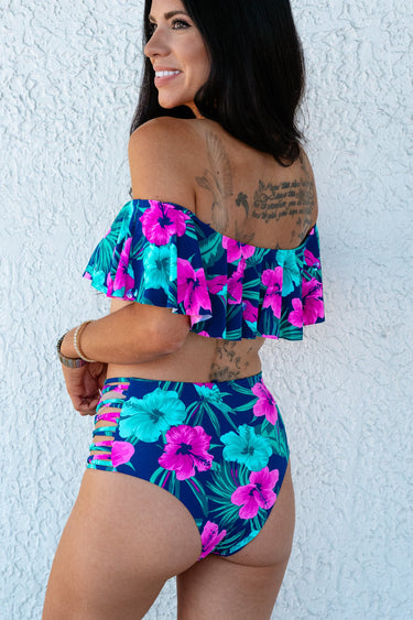 Reversible Tropical Off The Shoulders Two Piece Set Bikini