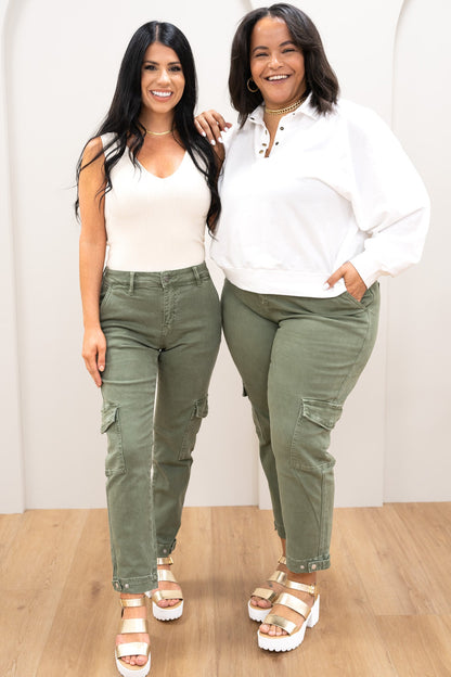 Mica Olive You More Cargo Mom Pants