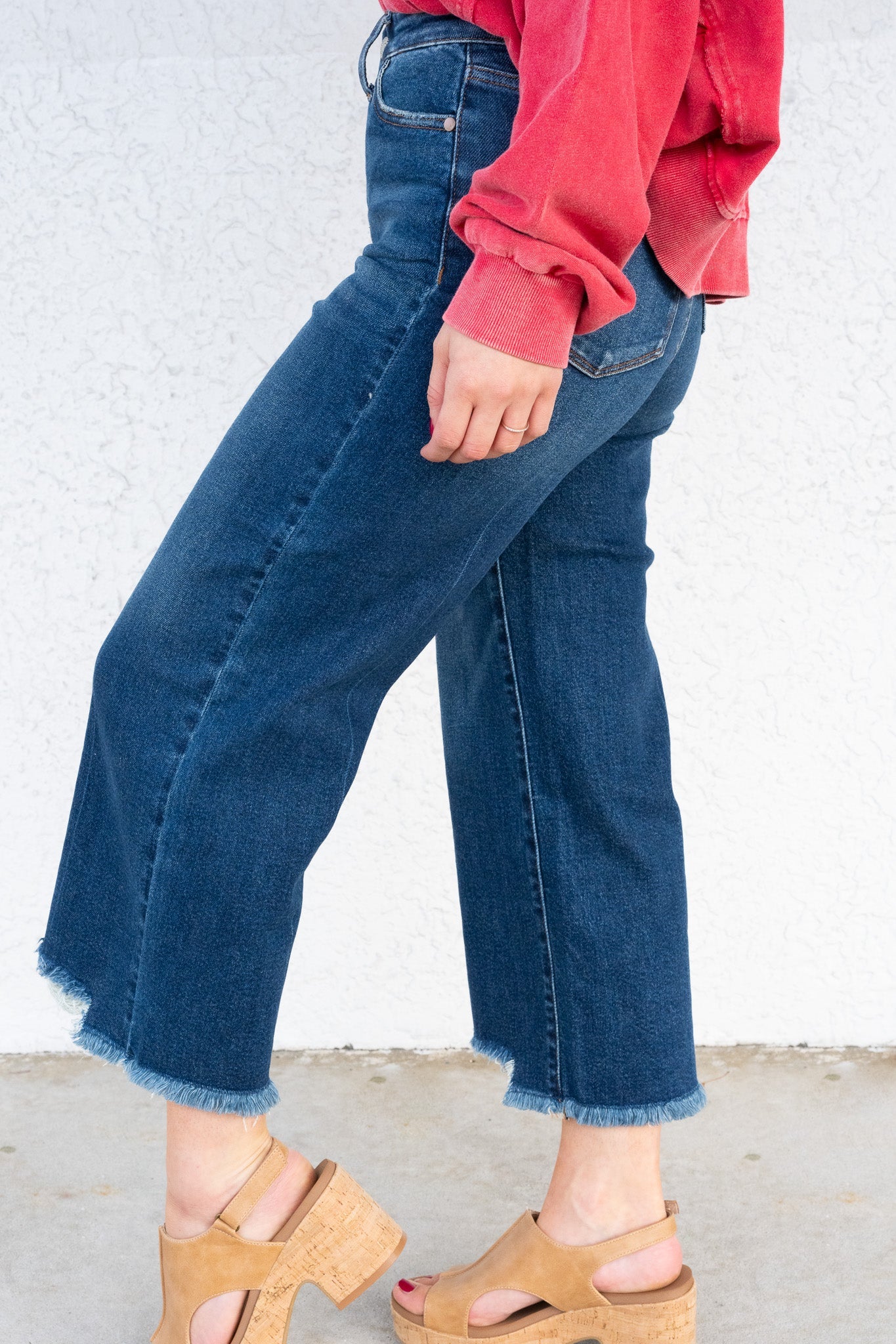 FanFest By Judy Blue - High Rise Button Fly Crop Wide Leg Jeans