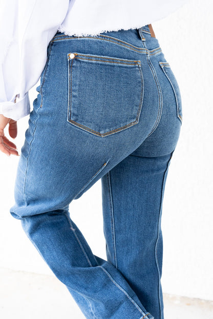 Judy Blue Sweet Cheeks High Rise Cuffed Straight Jeans