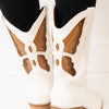 Sunny Butterfly Cutout Cowboy Boots - White