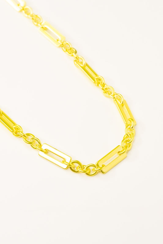 Josie Necklace - Metallic Lime Punch