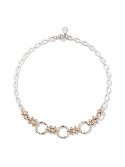 Circle Of Life Necklace - Metallic Pearl White Linen