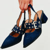 Abigail Slingback Heel Loafers - Denim