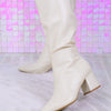 Mode Pointed Toe Slim Fit Tall Boots - Beige