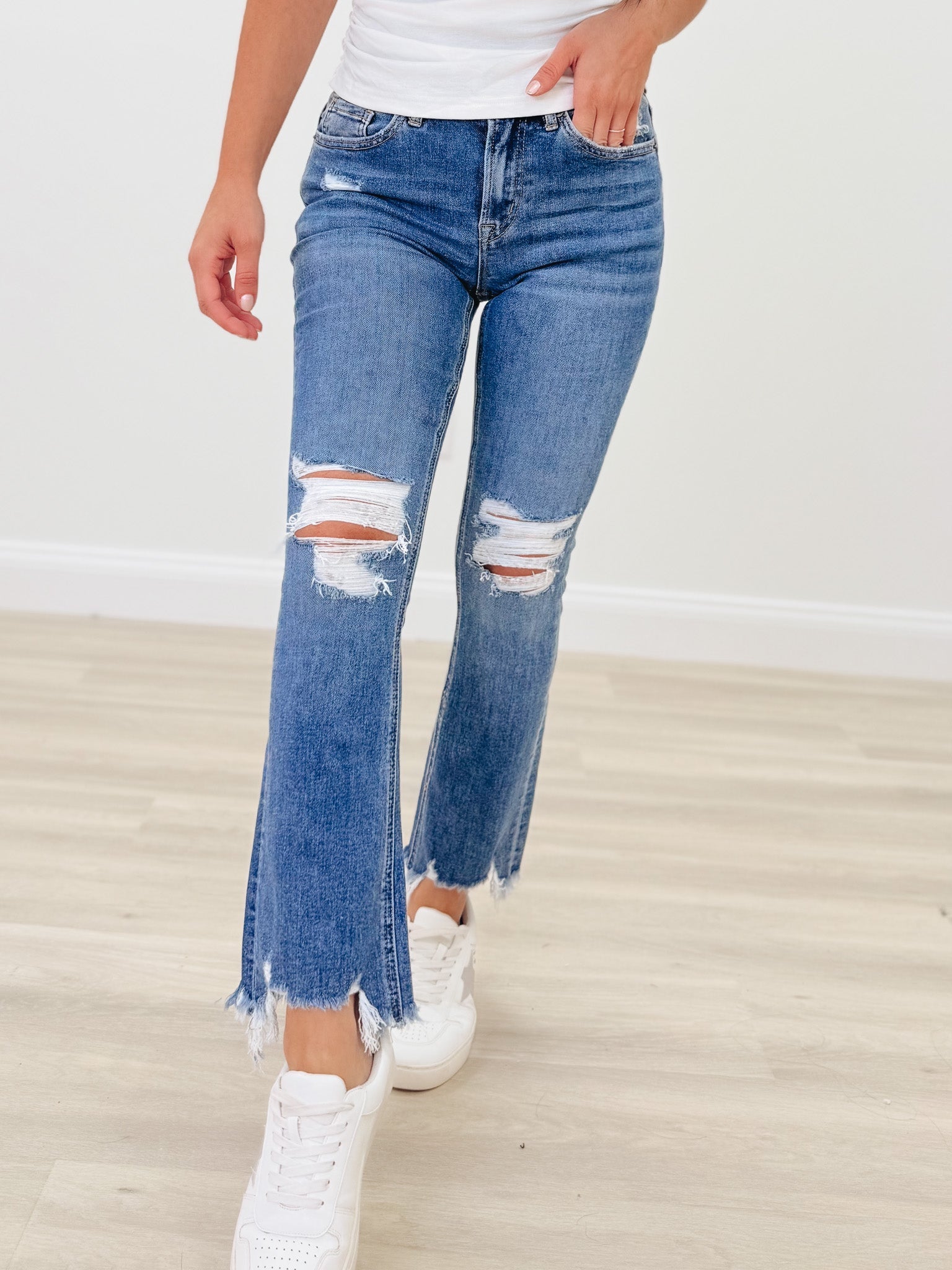 Sweet Sort Of Love By Mica - High Rise Bootcut Jeans - Bluish Blue