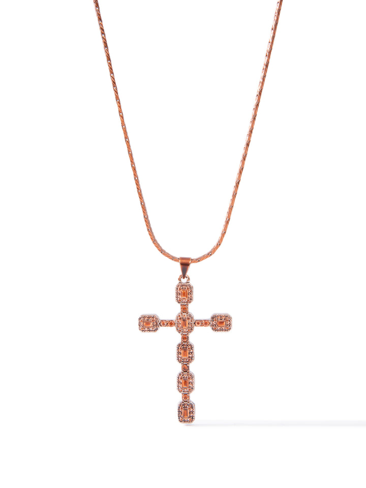 Pick Up Your Cross Necklace - Metallic Toffee