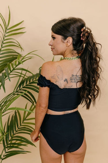 Here And Now Black Swim Top