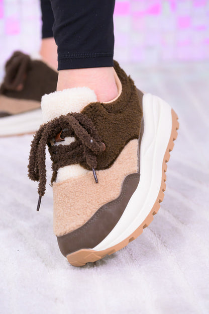 Teddy Bear Furry Sneakers - Brown Beige