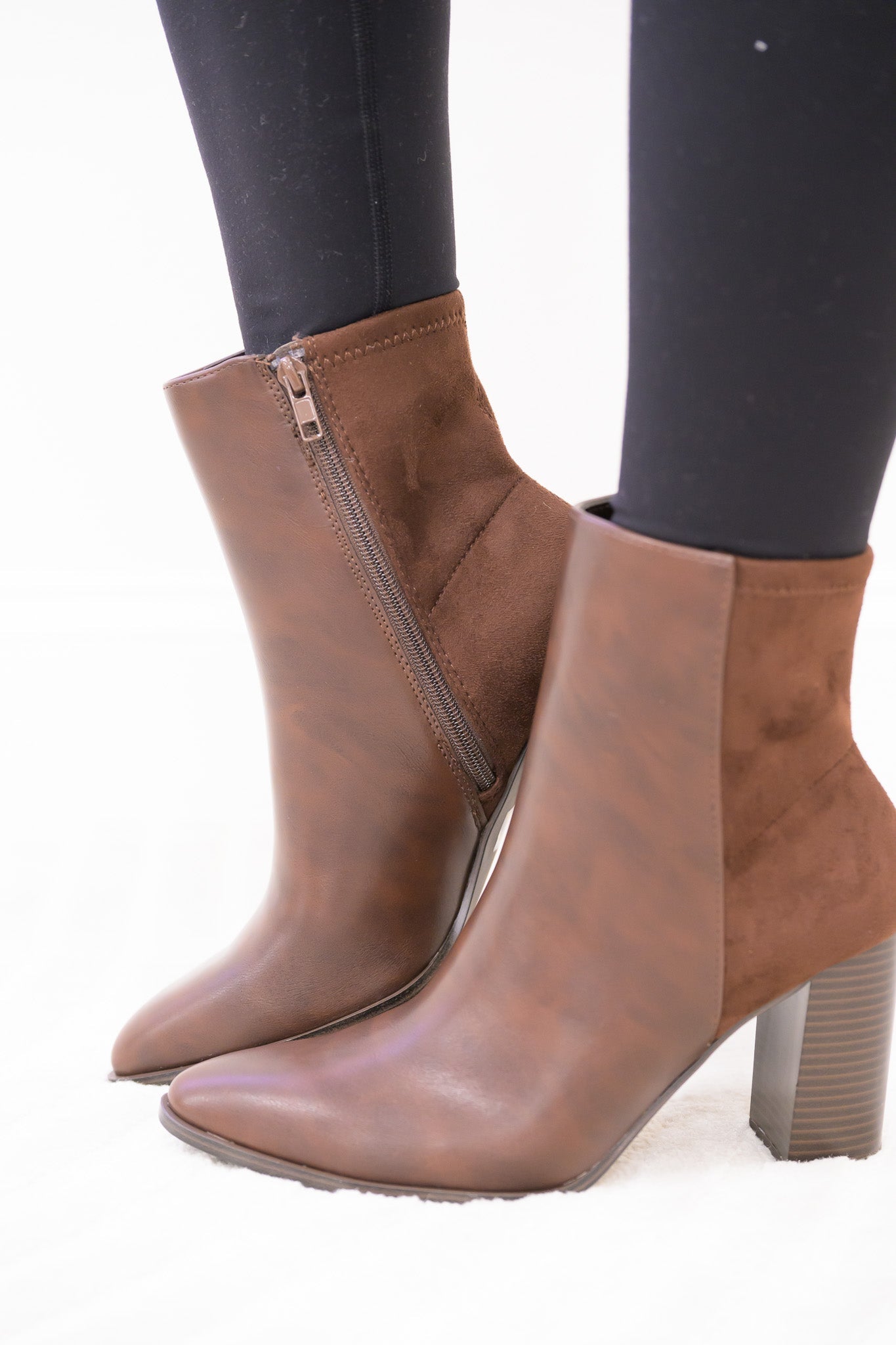 Mover Pointed Toe Ankle Booties - Brown