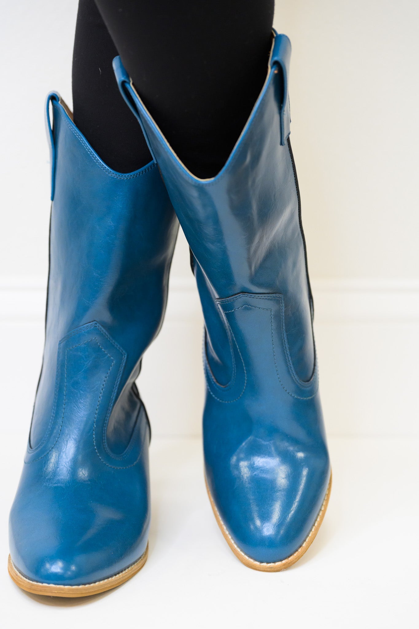 Sunny Butterfly Cutout Cowboy Boots - Blue