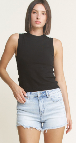 Daydream By Mica - High Rise Vintage Raw Hem Shorts - Cloudy Light Blue