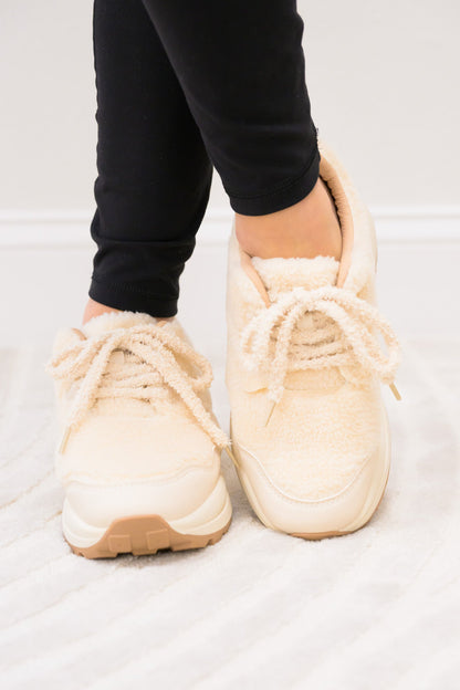 Teddy Bear Furry Sneakers - Beige