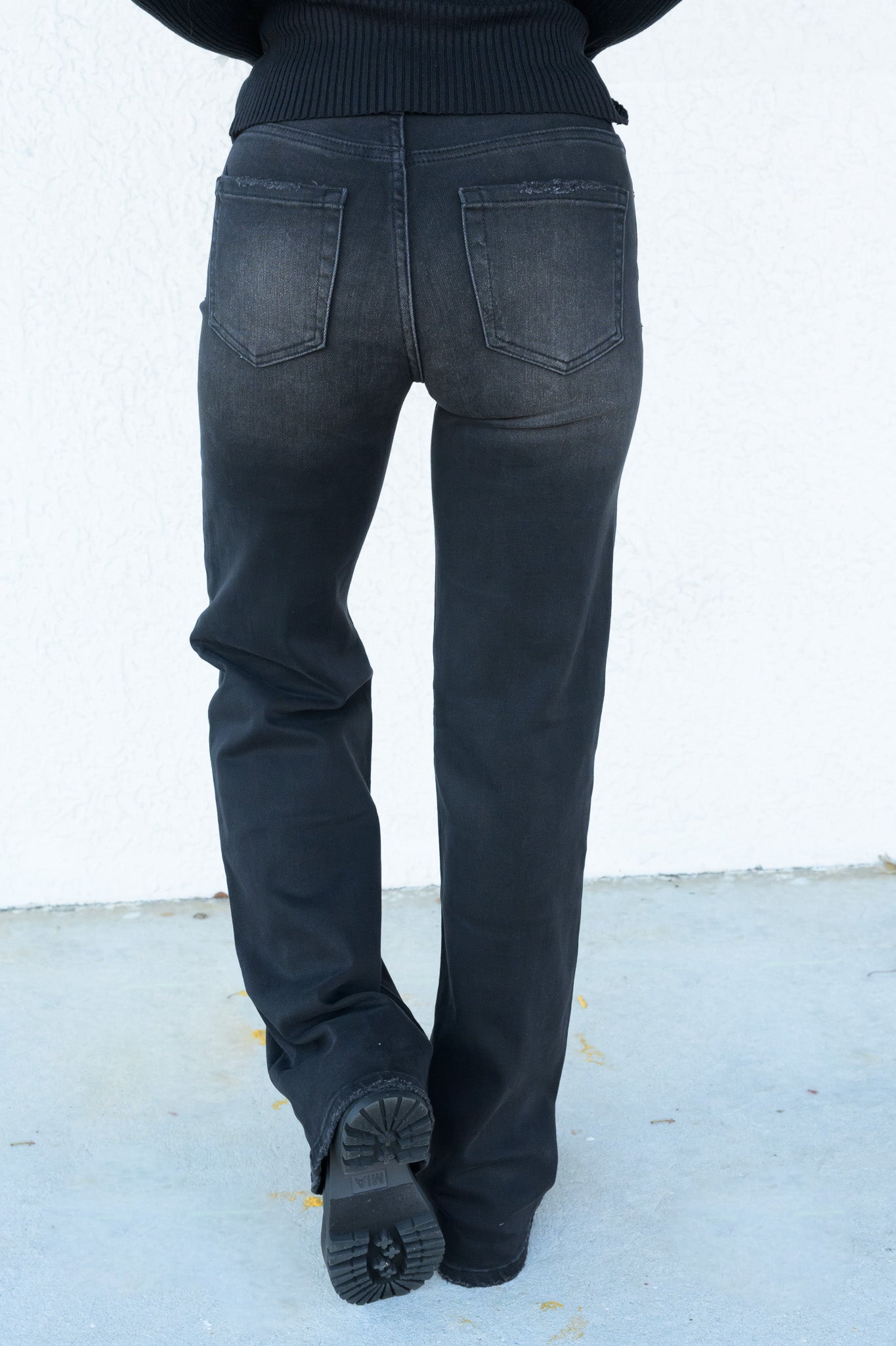 Rebel Girl By Risen - High Rise Black Distressed Wide Leg Jeans