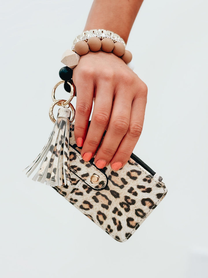 Leopard Luxe Wallet Bracelet Keychain