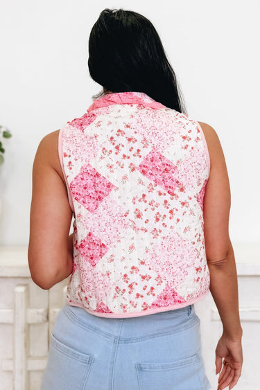 All My Heart Quilted Floral Vest - By Alexa Rae