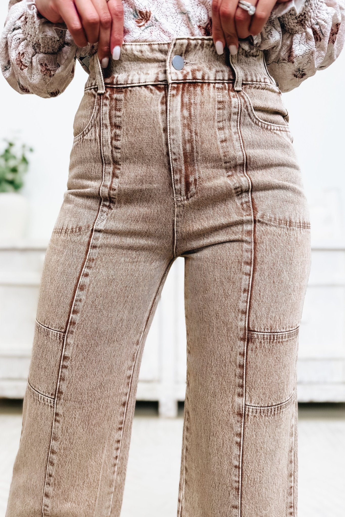 Ambition To Fruition Pants - Washed Brown - By Alexa Rae