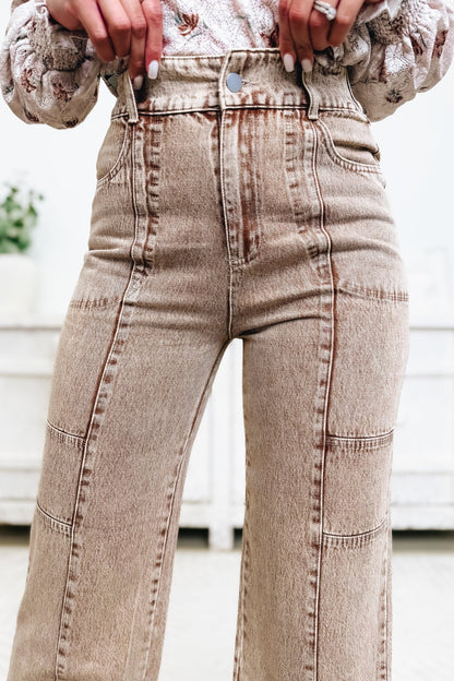 Ambition To Fruition Pants - Washed Brown - By Alexa Rae
