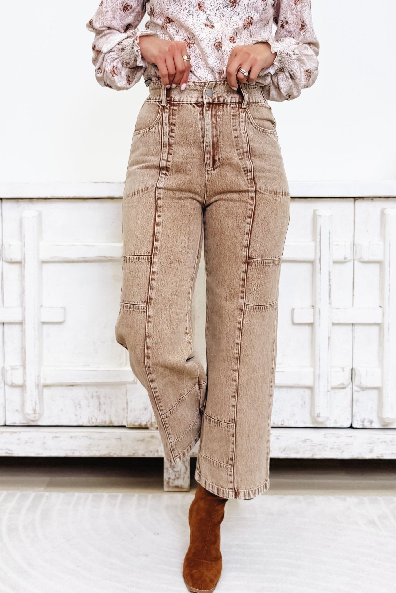 Ambition To Fruition Pants - Washed Brown - By Alexa Rae