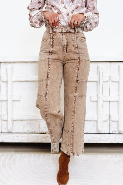 Ambition To Fruition Pants - Washed Brown - By Alexa Rae
