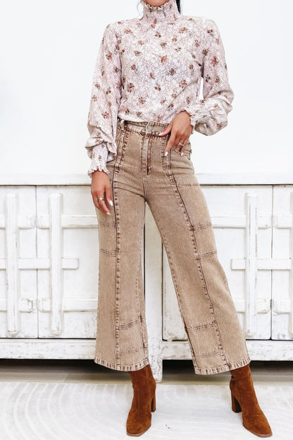 Ambition To Fruition Pants - Washed Brown - By Alexa Rae