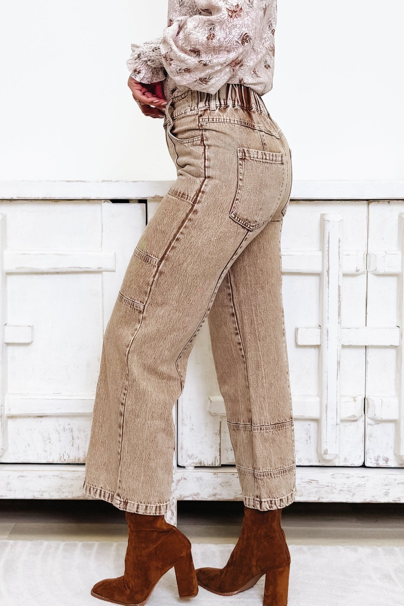 Ambition To Fruition Pants - Washed Brown - By Alexa Rae