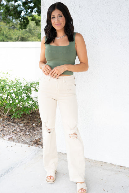 Judy Blue Uptown Funk High Rise Garment Dyed Distressed 90's Straight Jeans