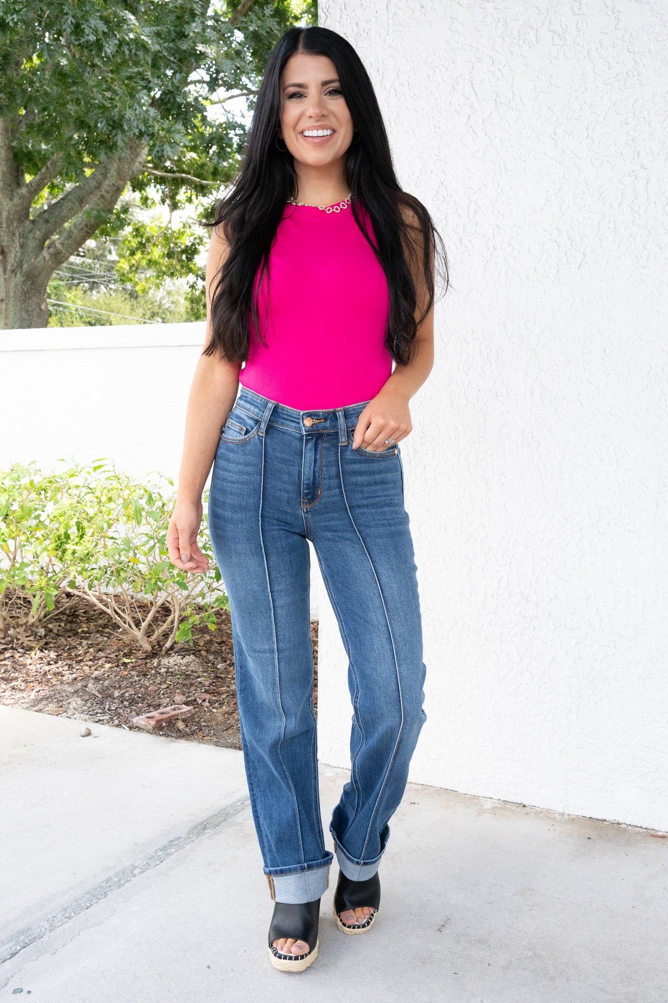 Judy Blue Sweet Cheeks High Rise Cuffed Straight Jeans