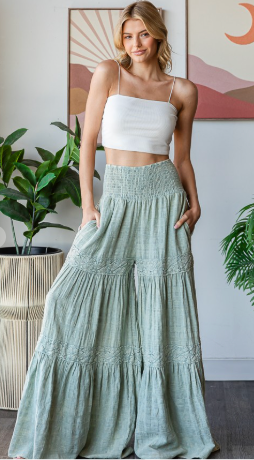 Effortless Crinkle Tiered Wide Leg Pants - 3 Colors!