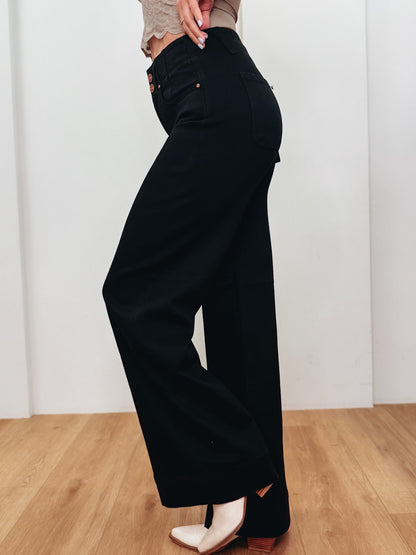 Make It Take It By Risen - High Rise Double Button Jeans - Black