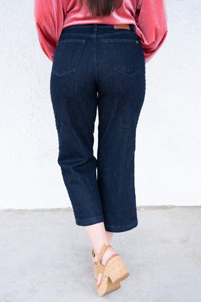 Weave With It By Judy Blue - High Rise Crop Wide Leg Jeans