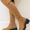 Midnight Lug Sole High Knee Boots - Light Brown