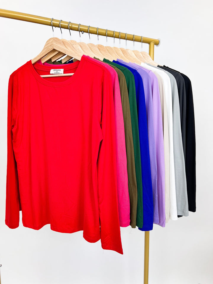 Slimming Long Sleeve Round Neck Tee