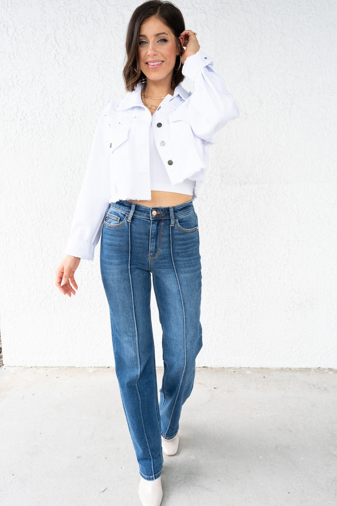 Judy Blue Sweet Cheeks High Rise Cuffed Straight Jeans