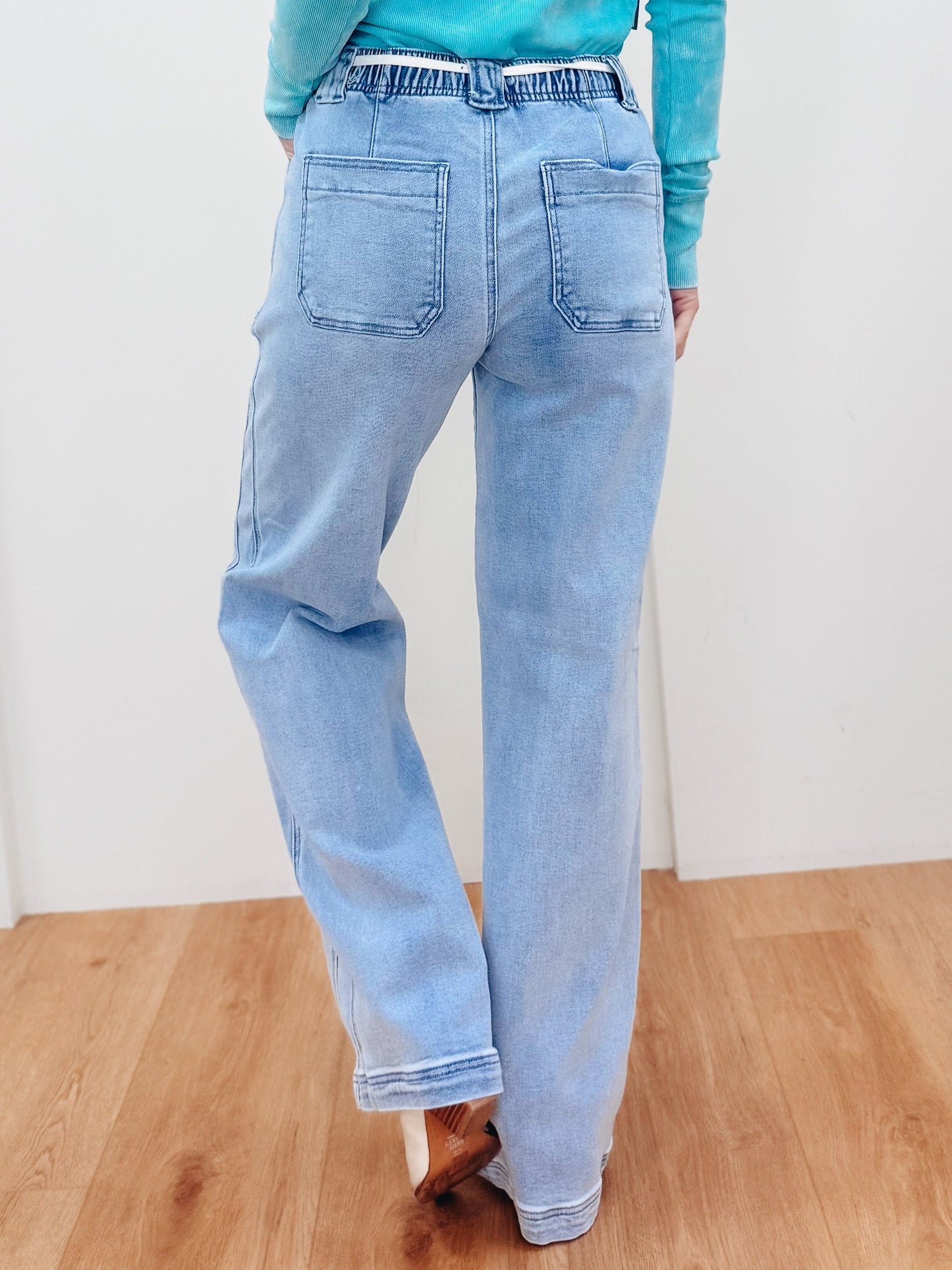 Boho Breeze By Risen - High Rise Straight Pull On Jeans- Medium
