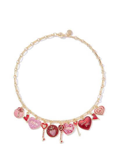 Be My Valentine Charm Necklace - Gold - By Alexa Rae