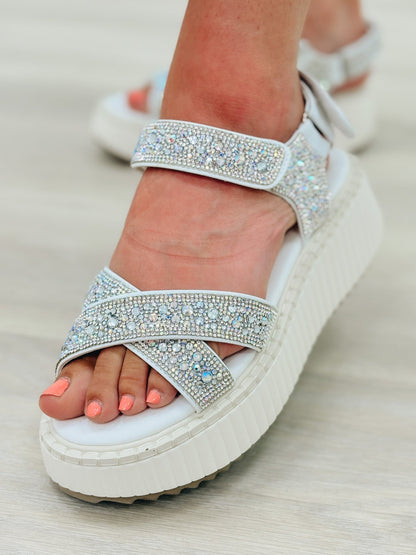 Corky's Total Catch Platform Sandals - Clear Rhinestones