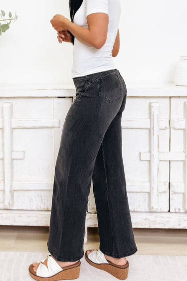 Bella By YMI - Relaxed Rise Wide Leg Jeans - Black Denim - By Alexa Rae