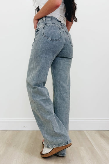 Bella By YMI - Relaxed Rise Wide Leg Jeans - Light Denim - By Alexa Rae