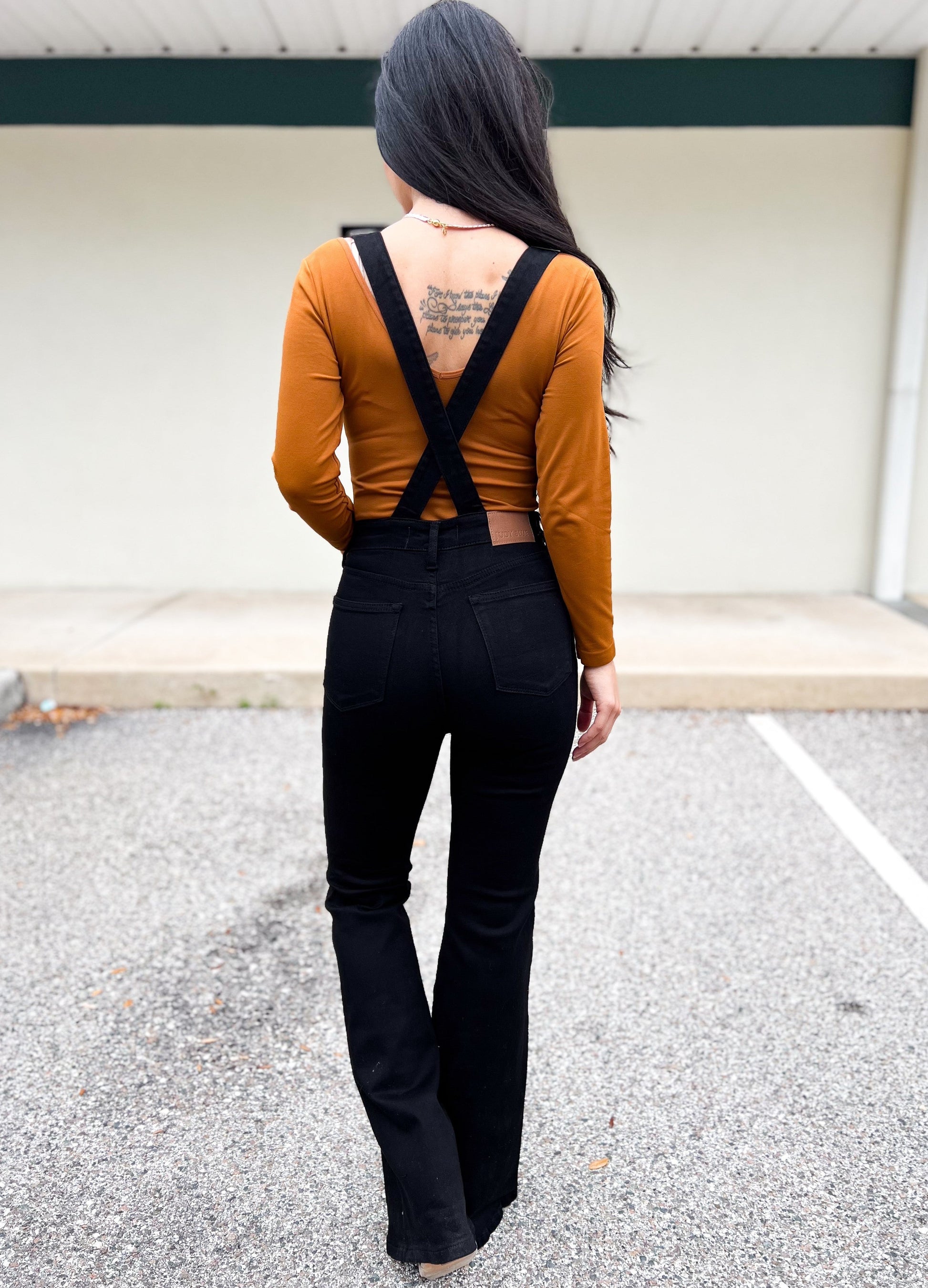 Judy Blue Talk To The Hand High Rise Tummy Control Overalls - Black