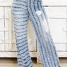 Bold Line Babe Frayed Wide Leg Pants - Denim - By Alexa Rae