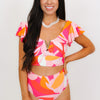 Orange Floral Swimsuit Set
