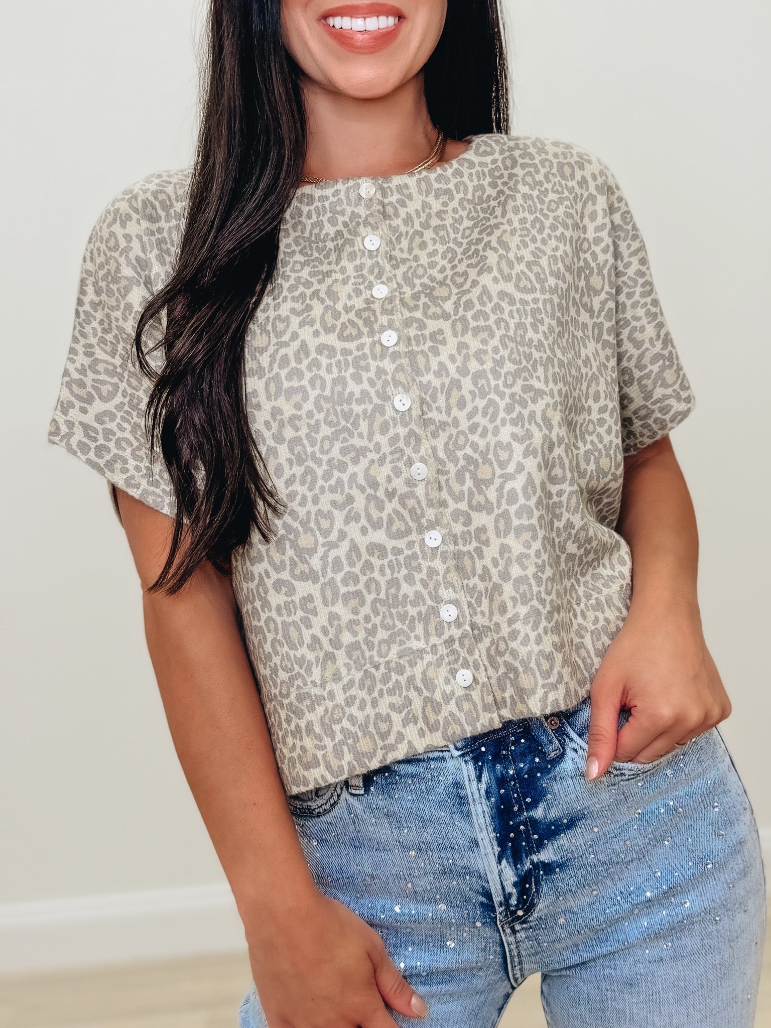 Low Key Greatness Leopard Top