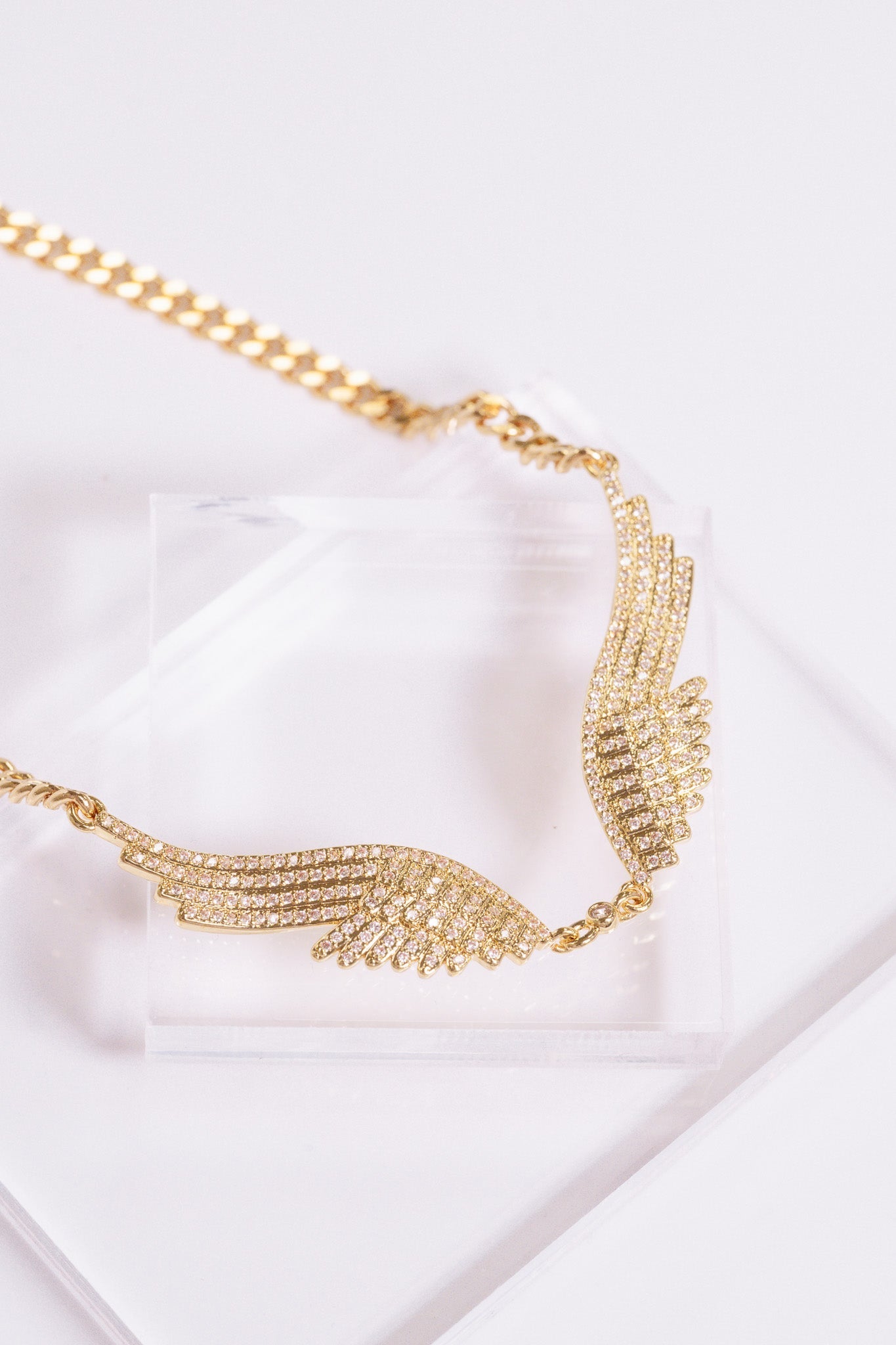 Angel Wings Necklace - Gold White
